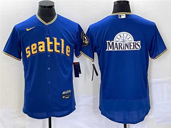 Men's Seattle Mariners Royal Team Big Logo 2023 City Connect Flex Base Stitched Jersey,We sell and wholesale Men's Seattle Mariners Royal Team Big Logo 2023 City Connect Flex Base Stitched Jersey on line form chian!